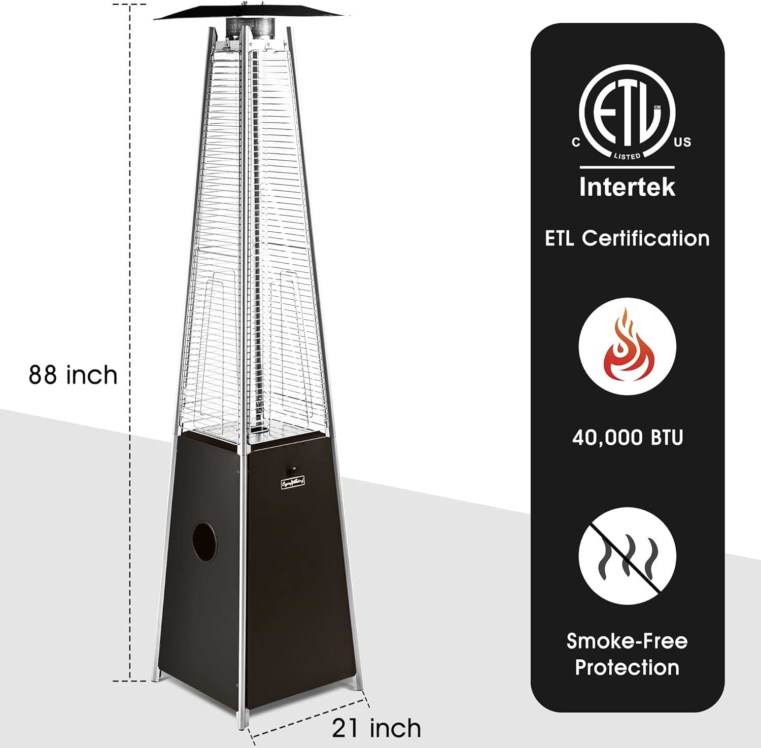 LEGACY HEATING Delta X5 Pyramid Patio Heater, 40,000BTU Outdoor Patio Heater Doba